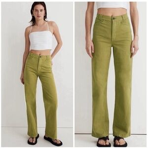 MADEWELL Emmett Wide-Leg Pant: Garment Dyed Edition, Artichoke
